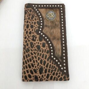 Tony Lama Leather Wallet NEW Calf Hair Brown